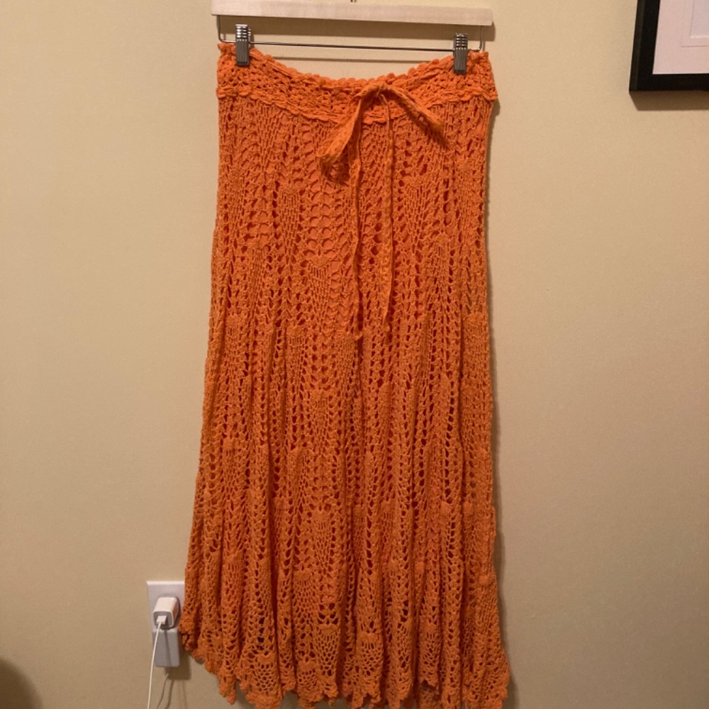 Free People Orange Maxi Skirt - Picture 3 of 11